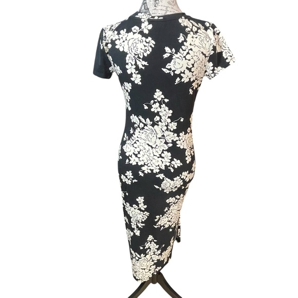 Lauren Ralph Lauren Black & White Floral Twist-Front Midi Dress (Size S) - Picture 4 of 8